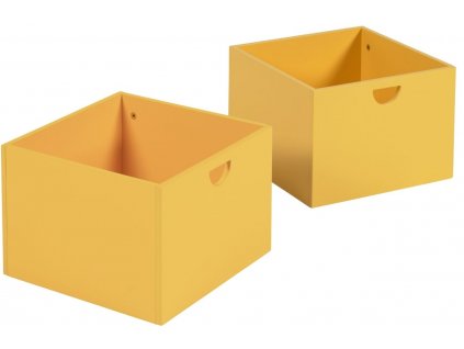 Két mustársárga lakkozott tárolódobozból álló készlet Kave Home Nunila 36 x 25 cm