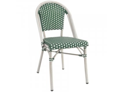 Zöld-fehér műrattan kerti szék Kave Home Marilyn
