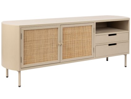 349632 6 bezovy dreveny tv stolek s ratanovou vyplni wll amaya 150 x 38 cm