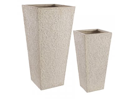 Két bézs színű beton kerti virágtartó készlet Bizzotto Stonet 65/88 cm