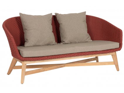 Vörös-bézs fonott kerti kétüléses kanapé Bizzotto Coachella 168 cm