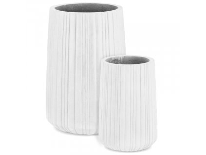 Két fehér cementes kerti edény készlete Bizzotto Halong 32/45 cm