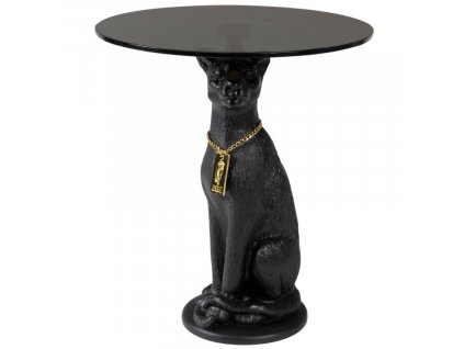 Fekete oldalsó asztal Bold Monkey Currently Crown Panther 40 cm üveglappal