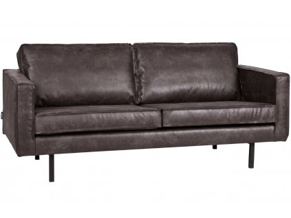 Fekete bőr kétüléses kanapé Raden 190 cm