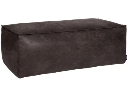Fekete bőr puff Bearny 120 x 60 cm