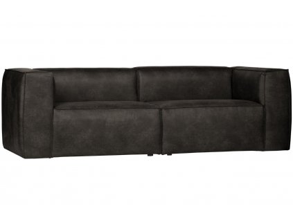 Fekete bőr háromüléses kanapé Bearny 246 cm