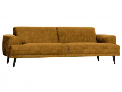 Okker sárga bársony háromszemélyes kanapé Sania 234 cm