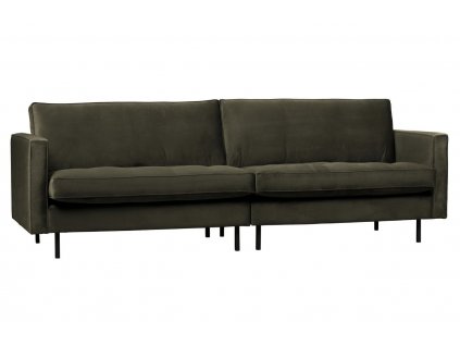 Raden 275 cm-es sötétzöld bársony háromszemélyes kanapé foltvarróval