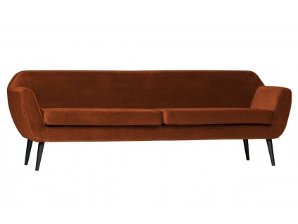 Rozsda vörös bársony háromszemélyes kanapé Sanba 230 cm