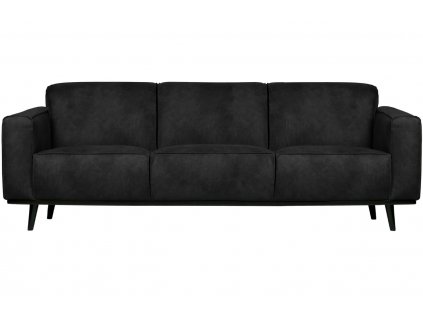 Fekete bőr háromszemélyes kanapé Twilight 230 cm