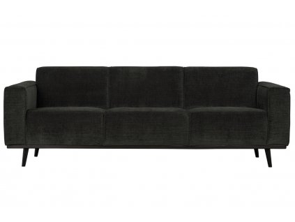 Fekete kordbársony háromüléses kanapé Twilight 230 cm