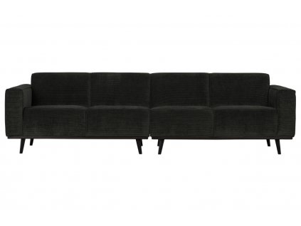 Fekete kordbársony négyszemélyes kanapé Twilight 280 cm
