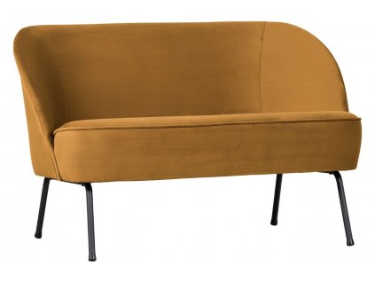 Mustársárga bársony kétüléses kanapé Tergi 110 cm