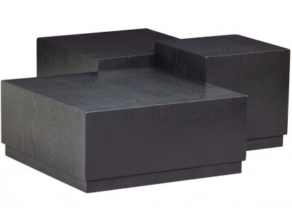 Három darab fekete Pommo kőris dohányzóasztal készlet 70/55/40 cm