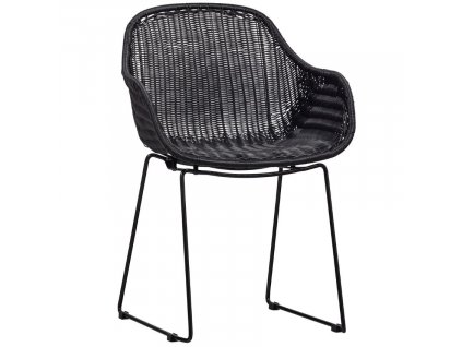 Fekete rattan Wolly kerti szék