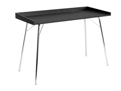 361547 1 cerny dubovy pracovni stul woodman rayburn s chromovou podnozi 115 x 52 cm
