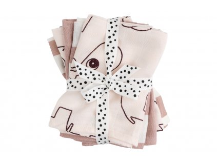 Rózsaszín pamut baba mosdókendők Done by Deer Szarvasbarátok, 5 db
