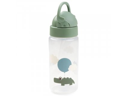 Zöld műanyag palack szívószállal Done by Deer Happy clouds 350 ml