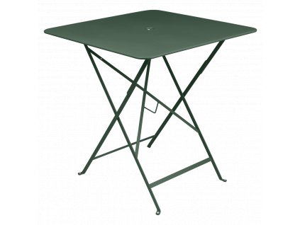 Sötétzöld fém összecsukható asztal Fermob Bisztró 71 x 71 cm