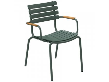 Zöld műanyag kerti szék HOUE ReClips bambusz karfával
