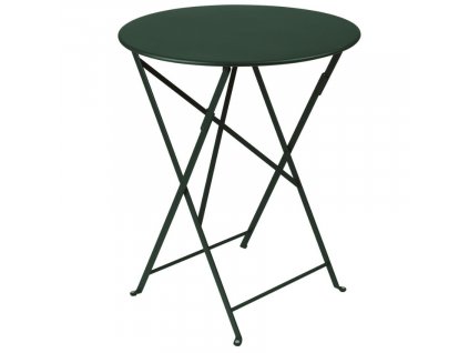 Sötétzöld fém összecsukható asztal Fermob Bistro Ø 60 cm
