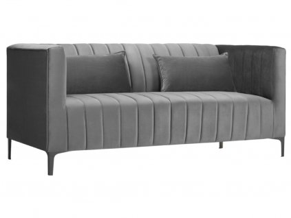 Világosszürke bársony kétüléses kanapé MICADONI ANNITE 160 cm fekete talppal