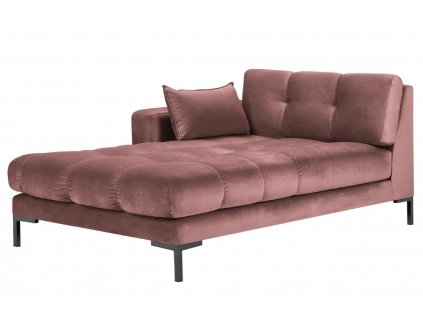 Rózsaszín bársony fotel MICADONI MAMAIA 185 cm, bal