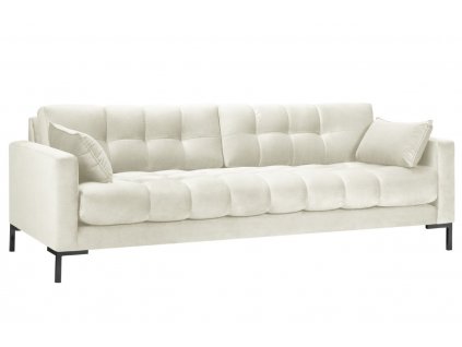 Krémszínű bársony háromszemélyes kanapé MICADONI MAMAIA 217 cm