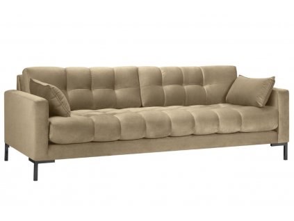 Bézs bársony háromszemélyes kanapé MICADONI MAMAIA 217 cm