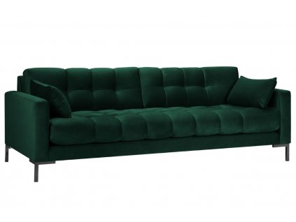 Sötétzöld bársony háromszemélyes kanapé MICADONI MAMAIA 217 cm