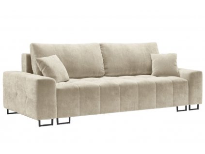 Bézs bársony háromszemélyes kanapéágy MICADONI BYRON 250 cm