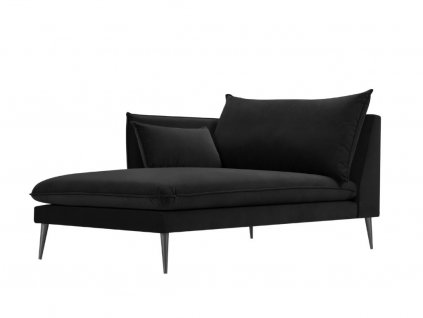 Fekete bársony fotel MICADONI AGATE 165 cm, bal
