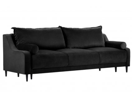 Fekete bársony háromszemélyes kanapéágy MICADONI RUTILE 215 cm