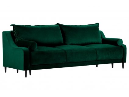 Smaragdzöld bársony háromszemélyes kanapéágy MICADONI RUTILE 215 cm