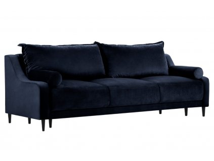 Királykék bársony háromszemélyes kanapéágy MICADONI RUTILE 215 cm
