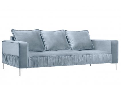 Világoskék bársony háromszemélyes kanapé MICADONI JARDANITE 216 cm
