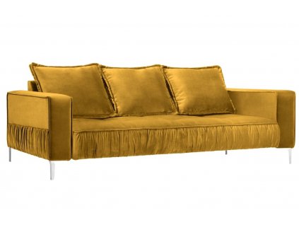Sárga bársony háromszemélyes kanapé MICADONI JARDANITE 216 cm