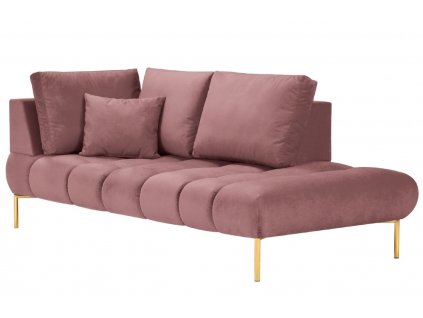 Rózsaszín bársony fotel MICADONI MALVIN 216 cm, jobb