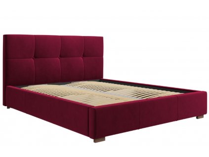 Borvörös bársony ágy MICADONI SAGE 140 x 200 cm