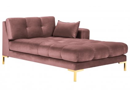Rózsaszín bársony fotel MICADONI MAMAIA 185 cm arany alappal, eredeti