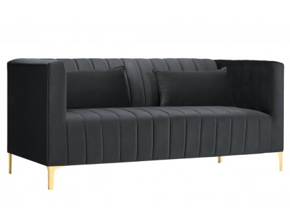 Sötétszürke bársony kétüléses kanapé MICADONI ANNITE 160 cm, arany alappal
