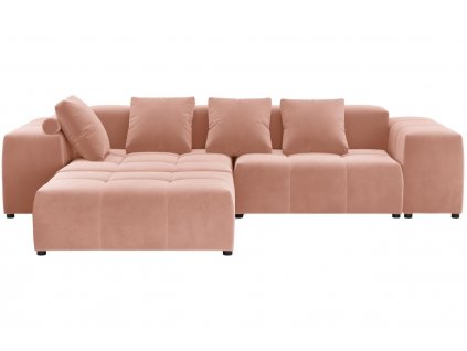 Rózsaszín bársony moduláris sarokkanapé MICADONI MARGO 340 cm