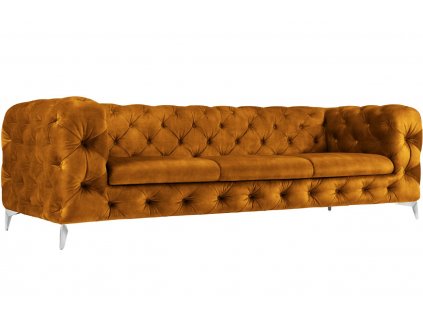 Narancssárga bársony háromszemélyes kanapé MICADONI Violane 247 cm