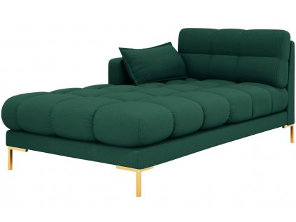 Zöld szövet fotel MICADONI Mamaia 185 cm arany talppal, bal