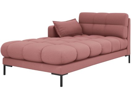 Rózsaszín szövet fotel MICADONI Mamaia 185 cm fekete talppal, bal