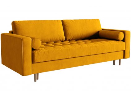 Sárga bársony háromszemélyes kanapé MICADONI Gobi 225 cm
