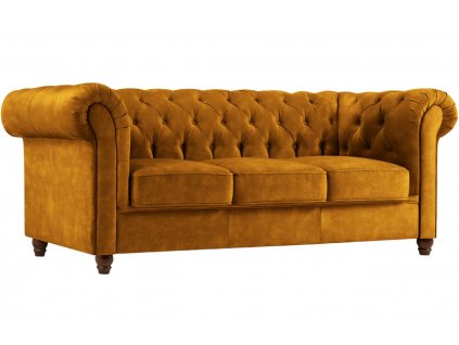 Sárga bársony háromszemélyes kanapé MICADONI Lapis 224 cm
