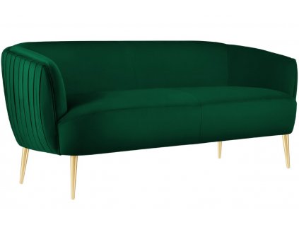 MICADONI Moss 179 cm-es palack zöld bársony kétüléses kanapé arany alappal