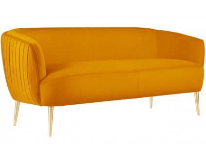 MICADONI Moss 179 cm mustársárga bársony kétüléses kanapé arany alappal