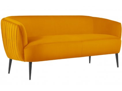 Mustársárga bársony kétüléses kanapé MICADONI Moss 179 cm